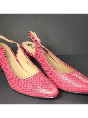 Bellini Women's Zelda Slingback Pumps – Size 9 – Pink Snakeskin Print – EUC
